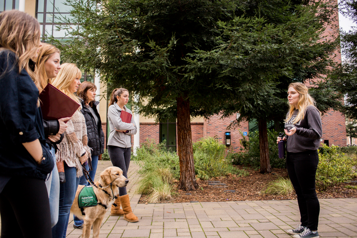Sarah Wood leads a tour of the Chico Sate campus on January 11.
