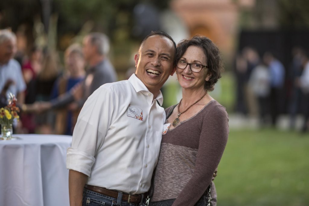 Ben Juliano and Renee Renner pose for a photo on Kendall Lawn.