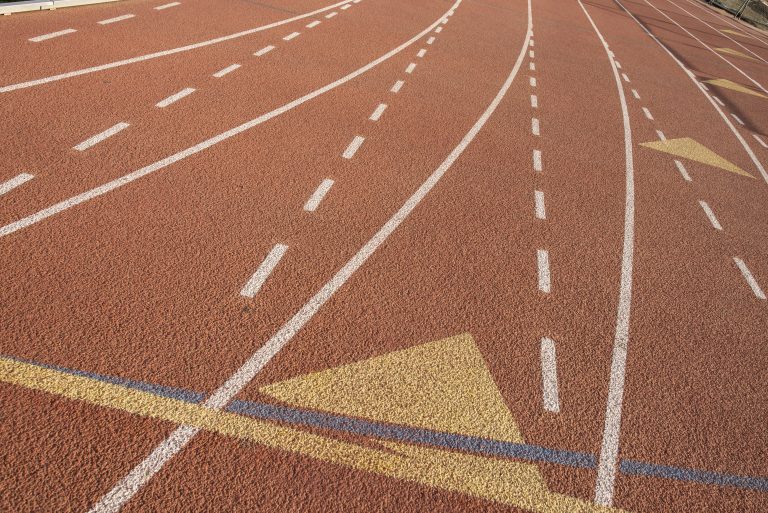 Close-up of the rubber of the Chico State track