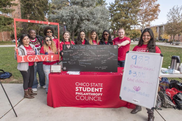 Student ambassadors on the Student Philanthropy Council pose for a group photo.