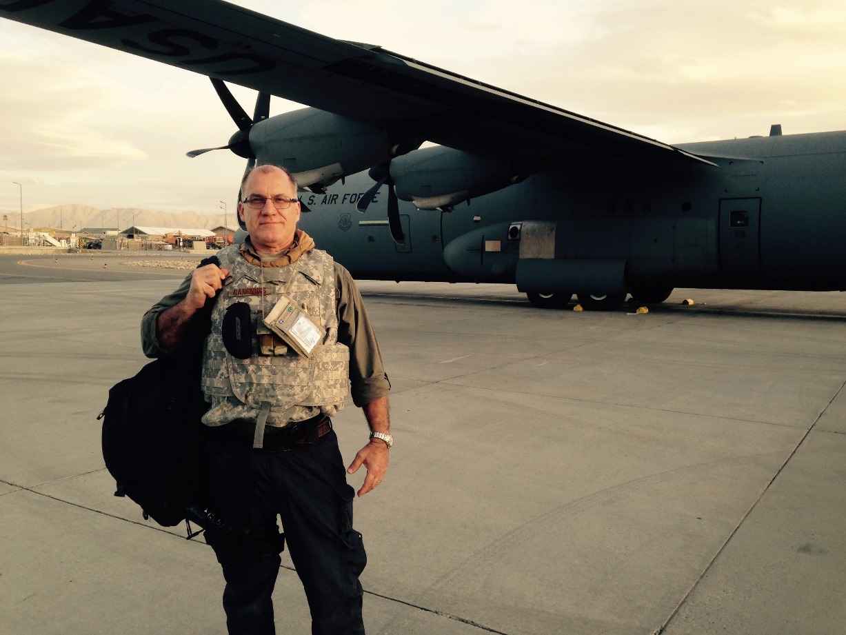 Greg Gangnuss on an airfield in Afghanistan.