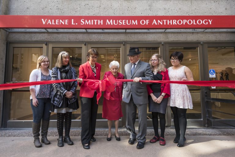 Professor Emerita Valene L. Smith attended the newly expanded museum's ribbon-cutting ceremony on her birthday, February 14.