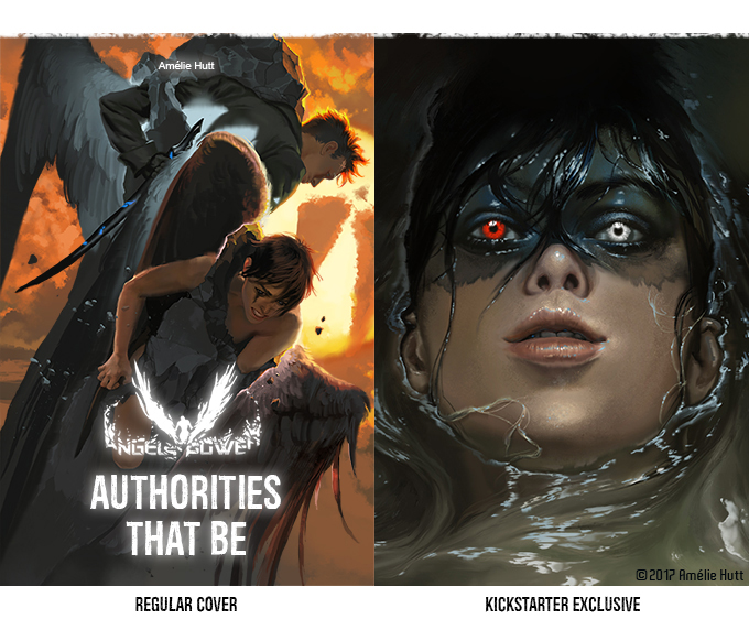 two painted covers of angels, reading "Angels Power: Authorities That Be"