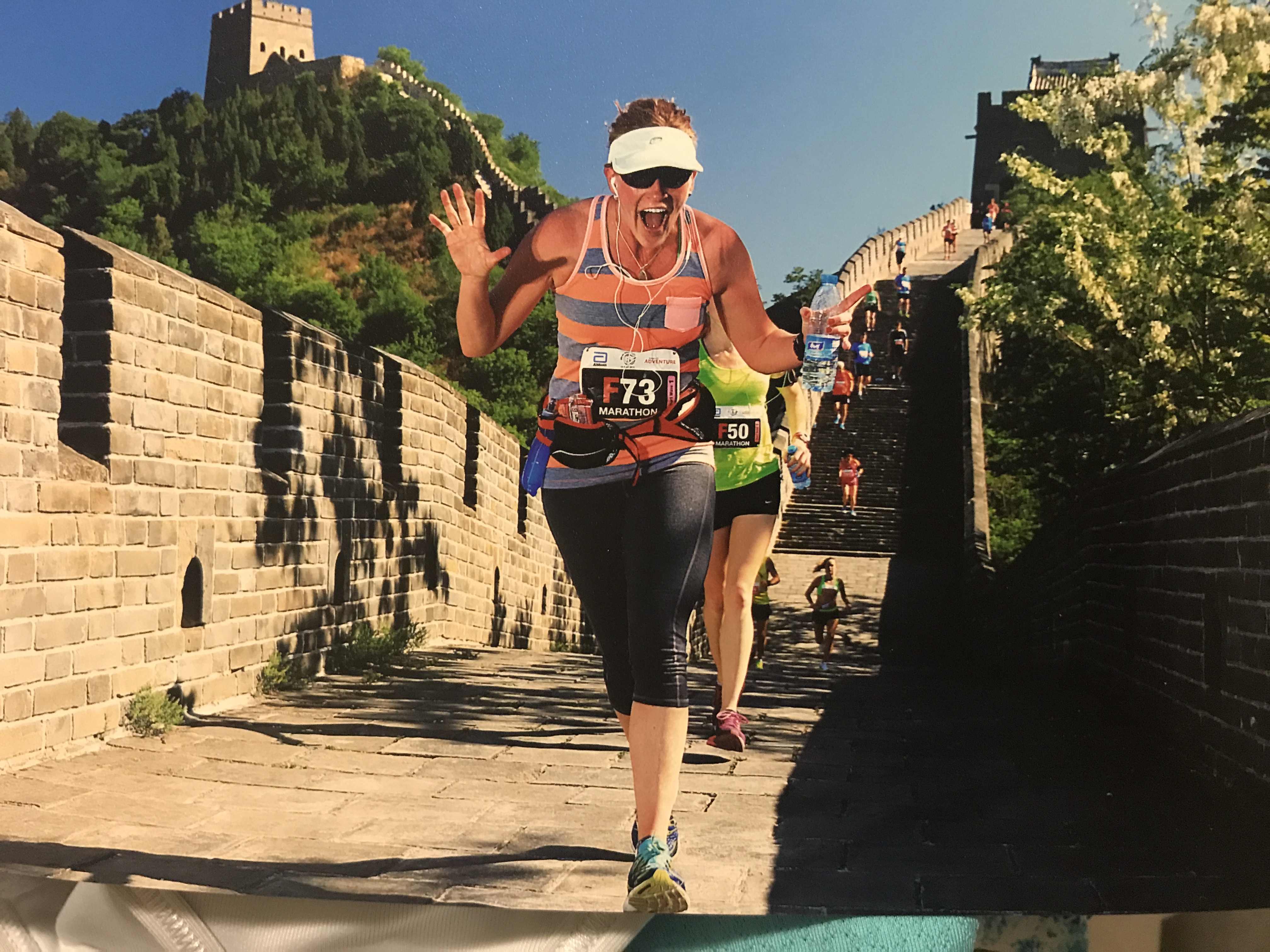 Michelle Vanden Bosch racing on the Great Wall of China.