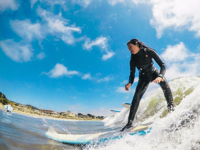 Olivia VanDamme loves surfing and spends time sharing that passion with younger surfers.