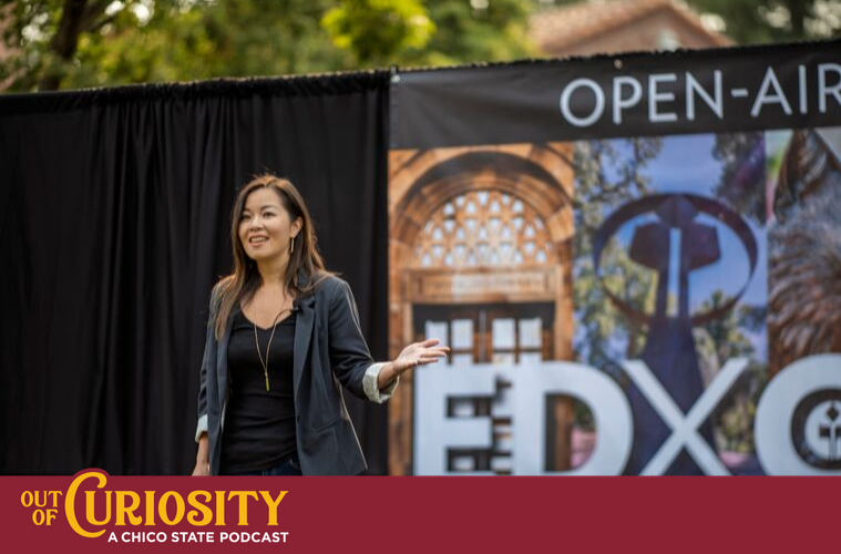 Cawa Tran speaks on stage at ED X Chico
