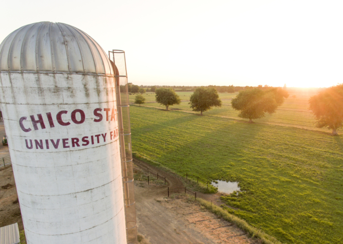Chico State University Farm silo.
