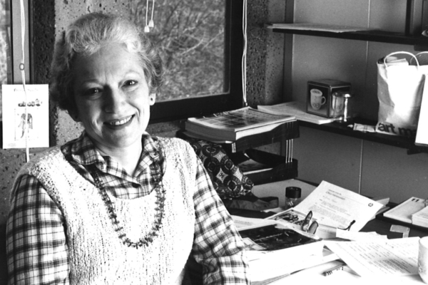 portrait of Ginger Farrer in her campus office.