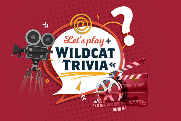 A graphic logo that says 'Let's Play Wildcat Trivia.'