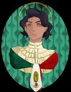 Digital art by Mia Morse accompanying the essay "Cristero Rebellion: The Role of Women in the Fight for Catholicism"
