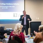 We see President Steve Perez addressing a crowd during the California College Guidance Initiative workshop.