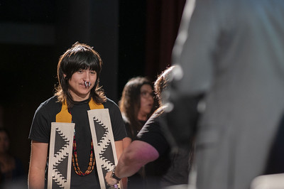 Photo of a student during the Native American Graduation Celebration.