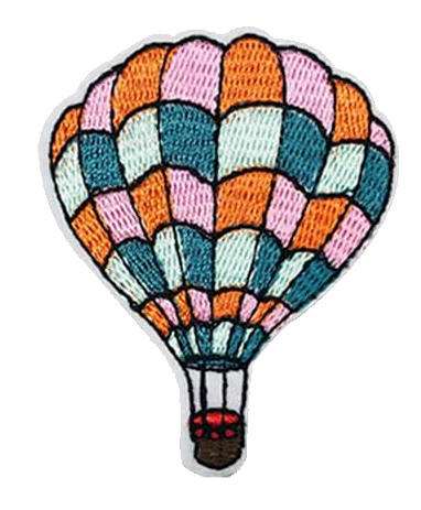 A patch depicting a hot air balloon.