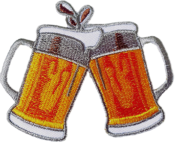 A patch depicting two beer glasses clanking together.